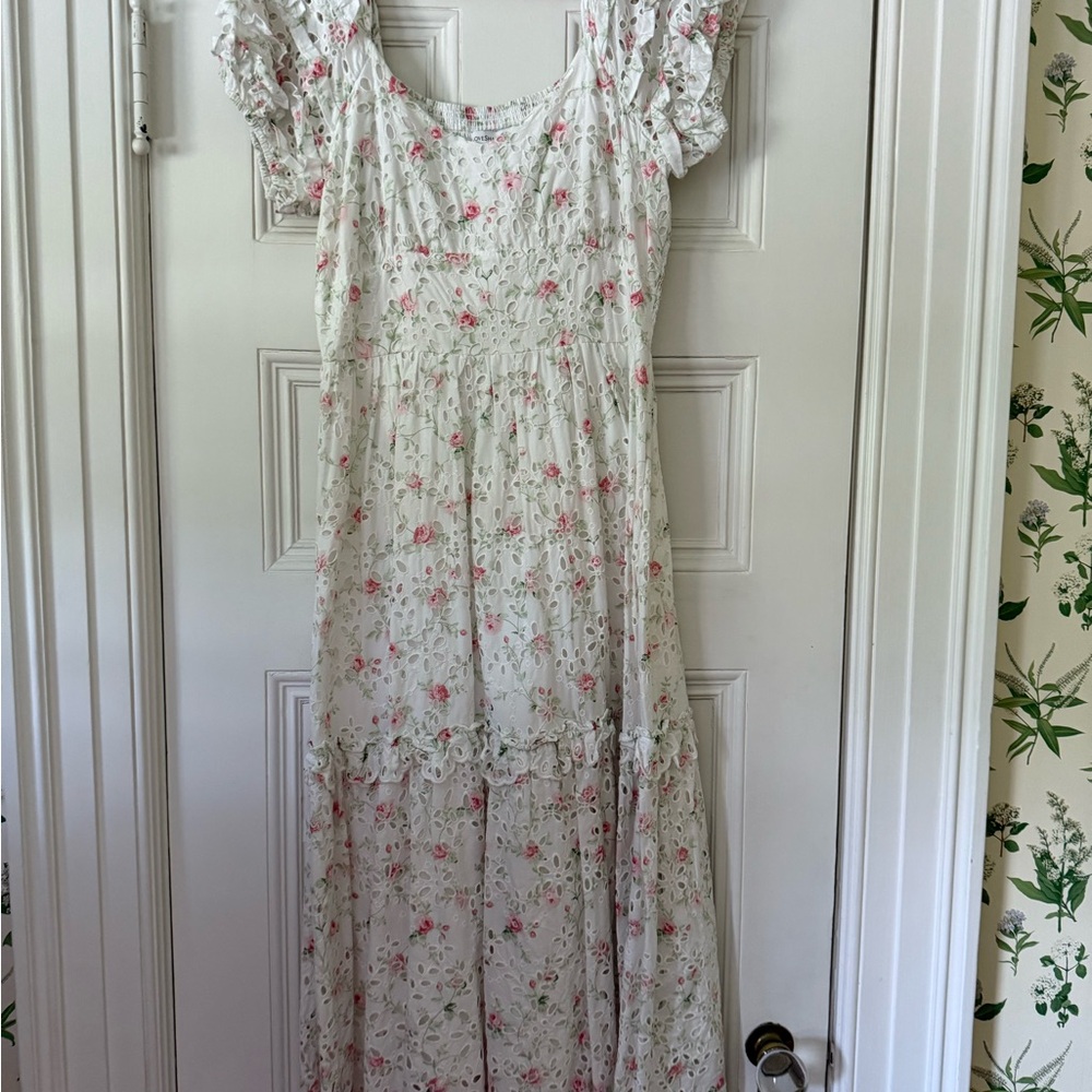 LoveShackFancy White and Pink Floral Dress